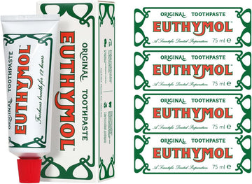 Euthymol Original Toothpaste Bundle – 4 X 75Ml, Fluoride Free Anti-Plaque Antibacterial Cavity Teeth Gums Clean Healthy Protection Refresh Daily Oral Enamel Dental Care