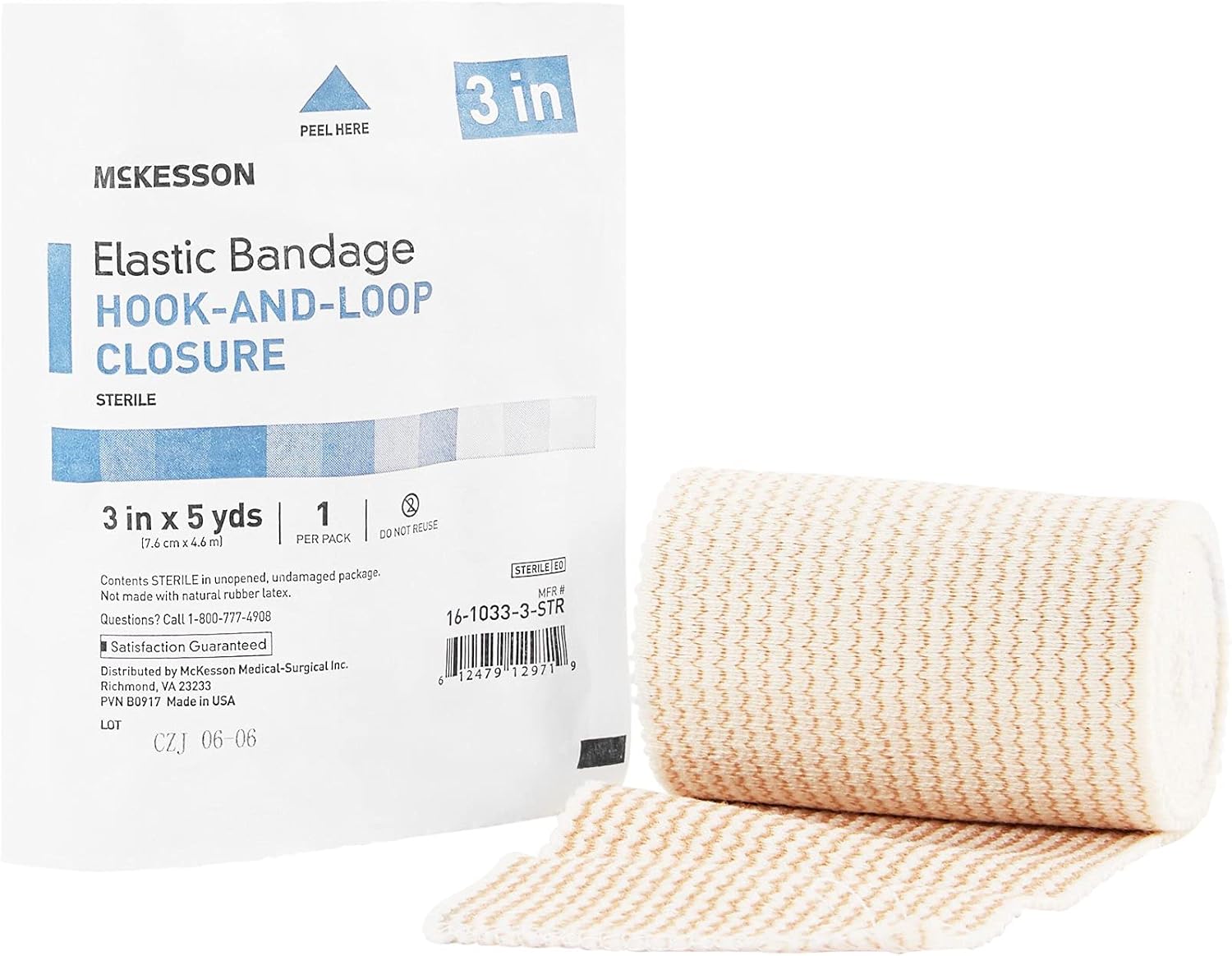 Mckesson Elastic Bandages, Sterile, Hook And Loop Closure, 3 In X 5 Yd, 1 Count, 1 Pack