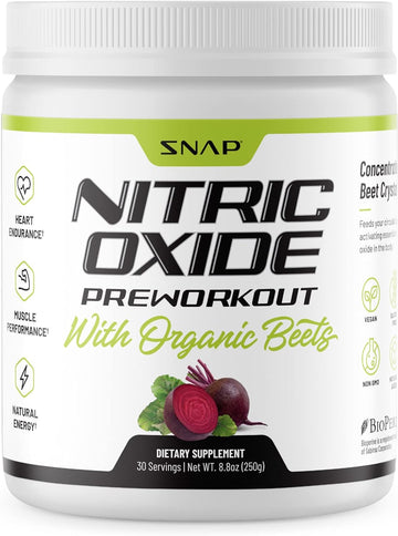 Snap Supplements Preworkout Beet Root Powder, Nitric Oxide Pre Workout With Organic Beets, 250G (30 Servings)