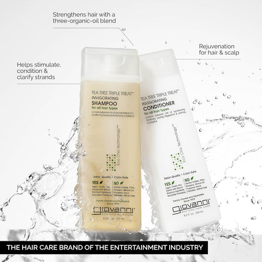Giovanni Tea Tree Triple Treat Duo Set Shampoo & Conditioner 8.5 Oz Each Bottle