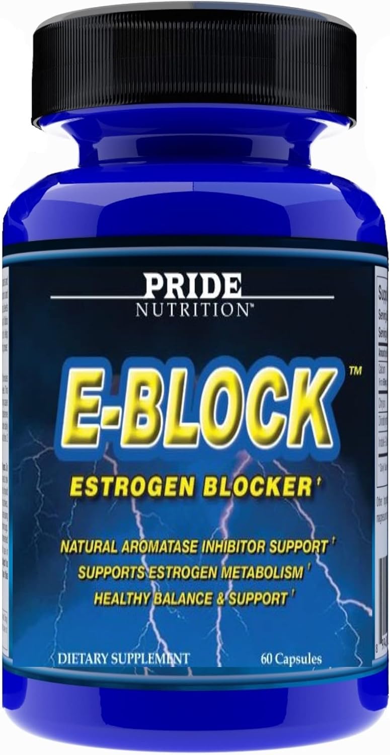 Estrogen Blocker For Men & Hormone Balance For Women- E-Block- Natural Pct Aromatase Inhibitor Anti Estrogen Acne Support Formula Post Cycle Therapy Supplement Plus Dim, Calcium-D-Glucarate, Chrysin