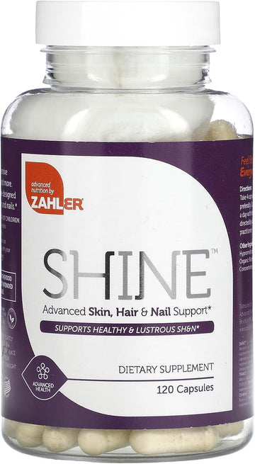 Zahler Shine, Hair Growth Supplement, Skin Hair And Nails Vitamins With Biotin, Certified Kosher, 60 Capsules