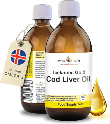 Icelandic Gold Cod Liver Oil Liquid By Power Health | 500Ml Of Premium Omega 3 Fish Oil With Vitamin A And D | Codliver Oil With Omega 3 Essential Fatty Acids, Including Epa And Dha