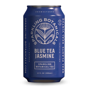 Rishi Tea Blue Jasmine Sparkling Botanicals Sparkling Water - Organic, Unsweetened, Zero Added Sugar, Caffeinated, Craft-Brewed From Real Plants - 12 Oz (Pack Of 12)