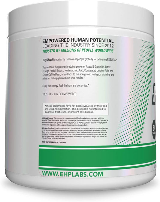 Ehp Labs Oxyshred Pre Workout Powder - Preworkout Powder With L Glutamine & Acetyl L Carnitine, Energy Boost Drink - Kiwi Strawberry, 60 Servings