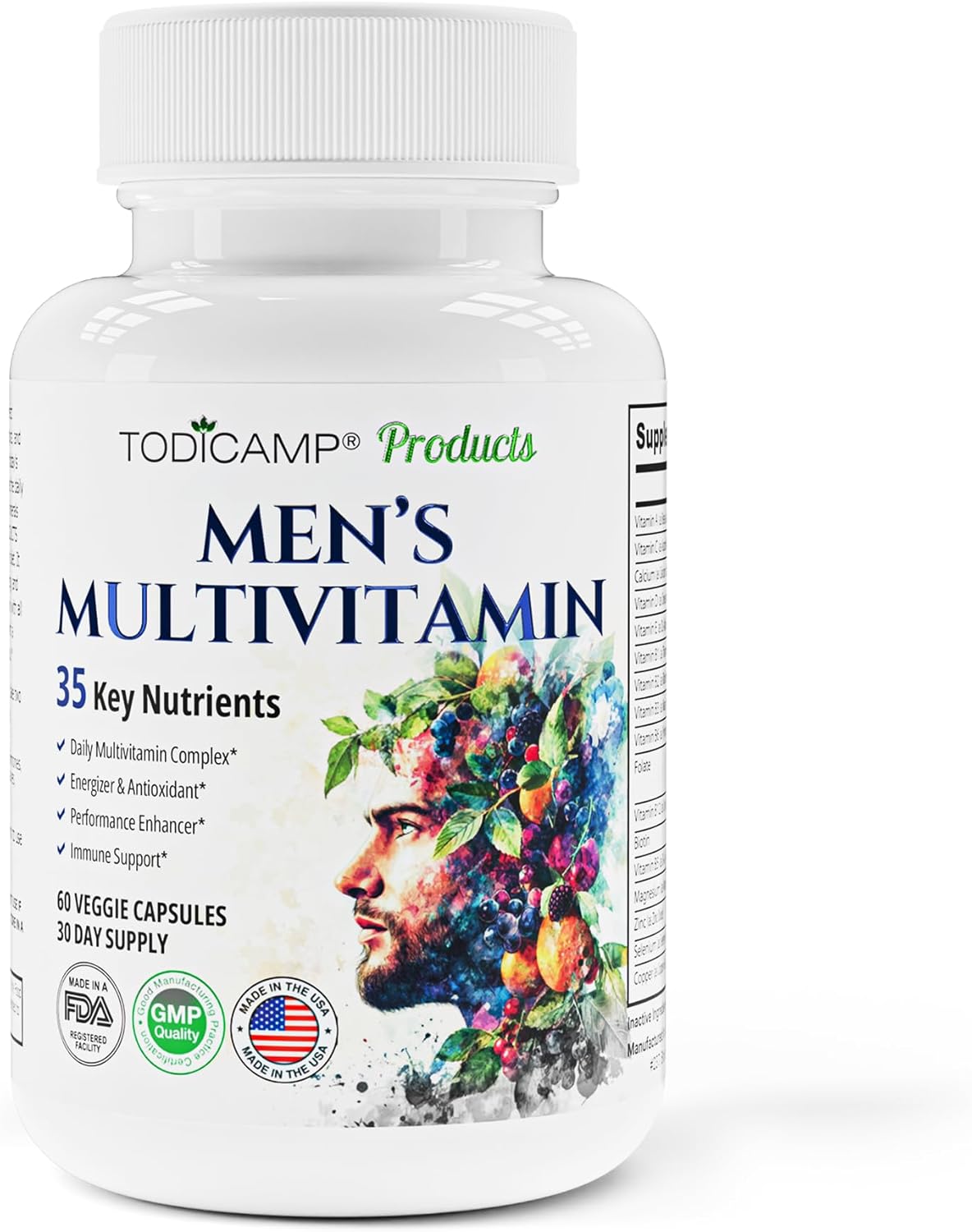 Men'S Multivitamin & Mineral Complex With Plant-Based Extracts - Multivitamin For Men Improves Overall Health, Antioxidant & Natural Body Support - 60 Capsules - 30 Day Supply