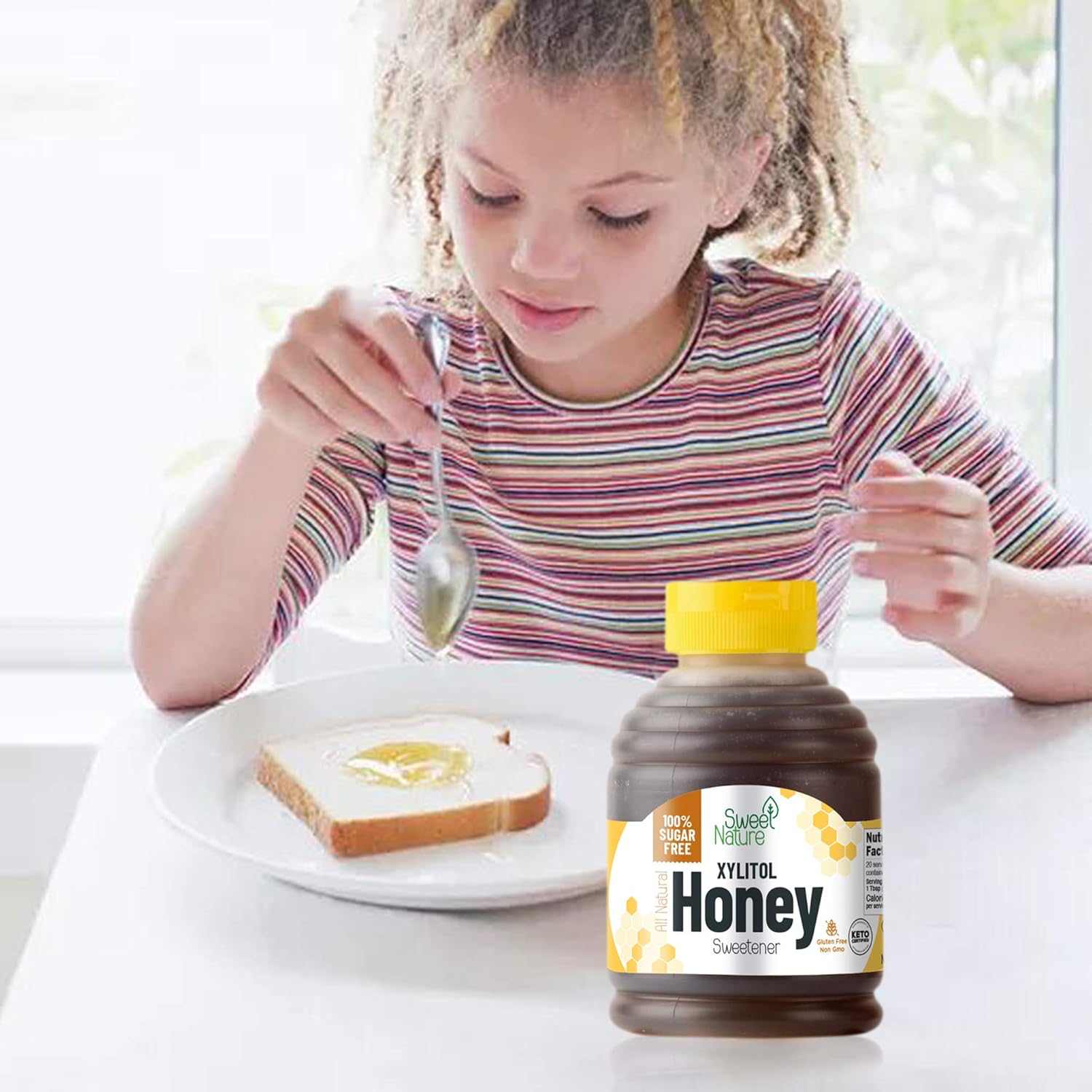 Sweet Nature Birch Xylitol Sugar Free Honey - Non Gmo - Kosher - Made In The U.S.A. - Keto Friendly (14 Oz)