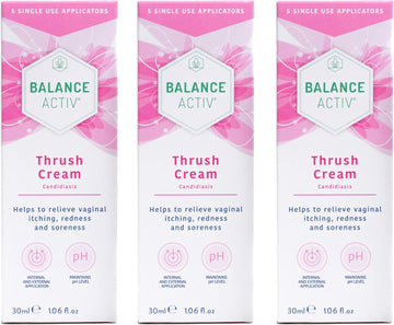 Balance Activ | Thrush Cream | Internal & External Use | Works Naturally | Relieves Symptoms & Prevents Recurrence | 5 Applicators (30ml) | Pack of 3