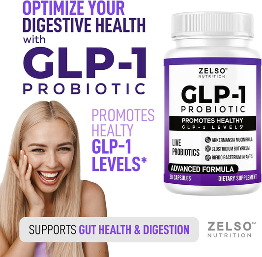 Glp-1 Probiotic With Akkermansia Muciniphila - Curbs App & Promotes Feeling Of Fullness - Gut Health Support With Glp 1 Live Probiotics, 500M Cfu Multi-Strain Probiotic + Prebiotic Glp1 Naturally Plus