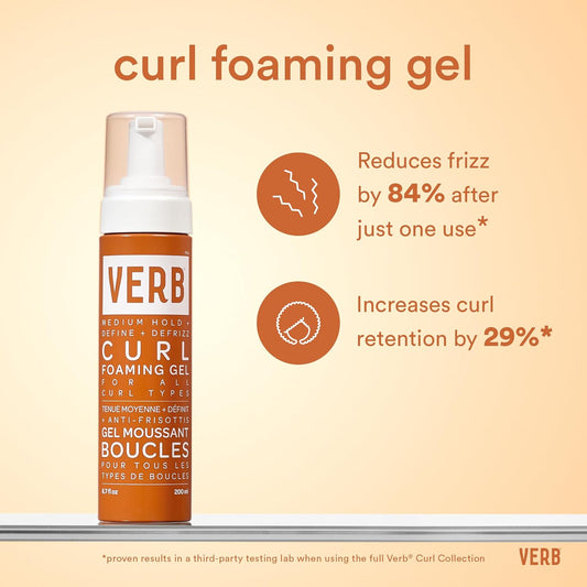 Bundle Of Verb Curl Shampoo & Conditioner Duo, 12 Oz + Verb Curl Foaming Gel – Frizz Control Mousse For Curl Definition 6.7 Fl Oz