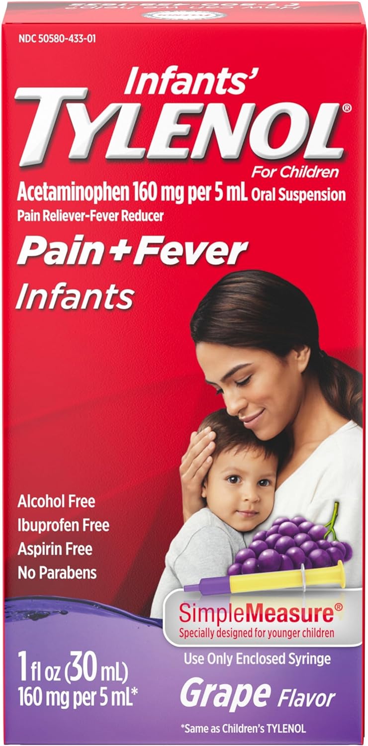 Tylenol Infants Acetaminophen Liquid Medicine, Grape, 1 Fl. Oz