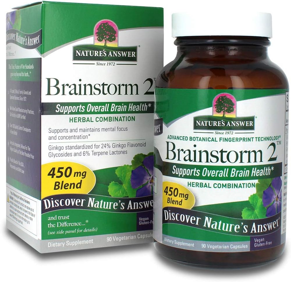 Nature'S Answer Brainstorm 2 450Mg Blend 90-Capsules | Supports And Maintains Overall Brain Function | Magnesium Stearate Free | Gluten-Free, Non-Gmo, Vegan | Single Count
