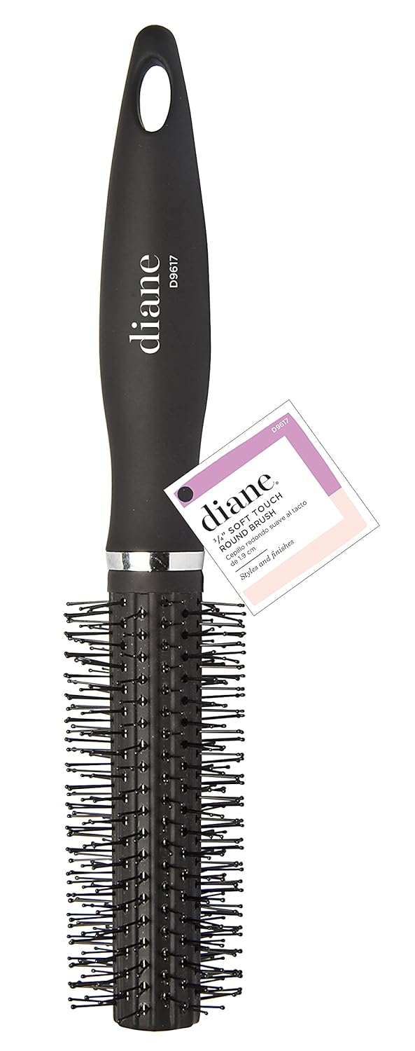 Diane Charcoal Soft Touch Handle Collection Round Brush, 1 Count (Pack of 1) : Beauty & Personal Care