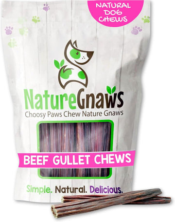 Nature Gnaws Beef Gullet Sticks For Dogs 5-6" (15 Count) - Natural Beef Jerky Stick Dog Chew Treats - Rawhide Free