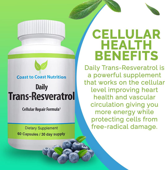 Trans-Resveratrol Supplement - Organic Capsules – Vegan Supplements For Women And Men, Natural Antioxidant, Polyphenols Supplement, Anti Aging - 60 Capsules, 600Mg, 30 Day Supply