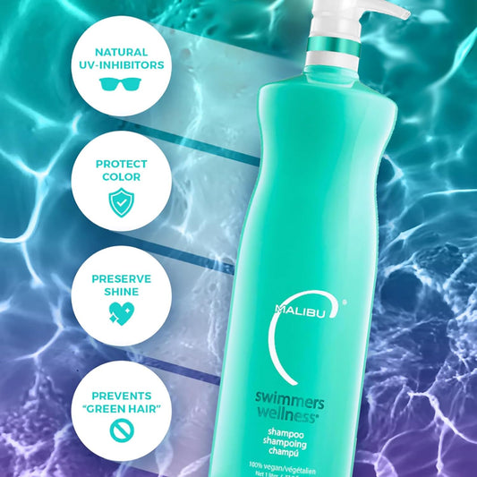 Malibu C Swimmers Wellness Shampoo - Chlorine For To Combat Dry Brittle Hair Restores Texture Affected By Pool Elements Sulfate Free Care Oz