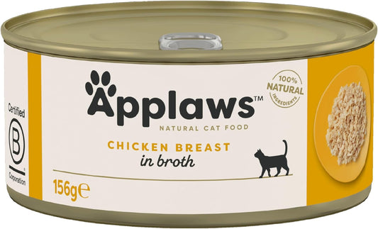 Applaws 100% Natural Wet Cat Food, Chicken Breast In Broth 156 g Tin (Pack of 24)?2002NE-A