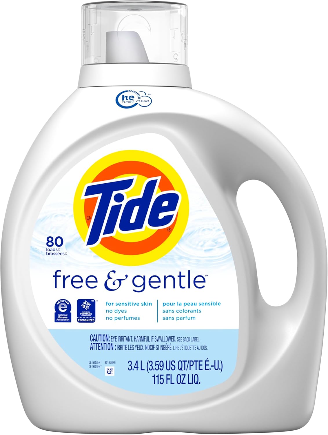 Tide Free & Gentle Laundry Detergent Liquid Soap, 80 Loads, 115 Fl Oz : Health & Household