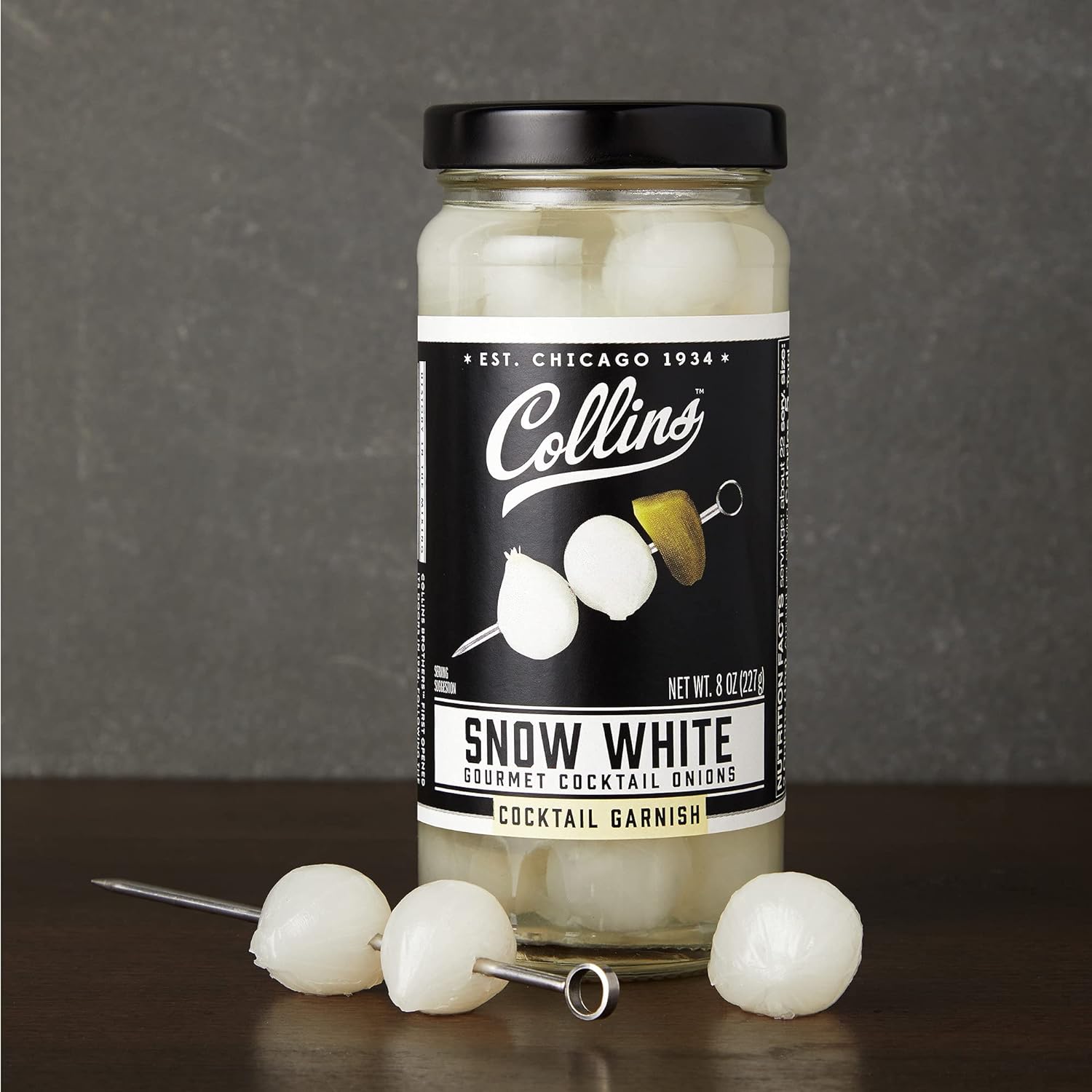 Collins Gourmet Snow White Cocktail Onion - Pickled Onion jar for Cocktails, Bloody Mary ingredients, Meat and Cheese Trays and Snacks - Pickled Onions 8oz : Movies & TV