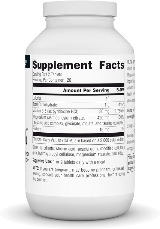 Source Naturals Ultra-Mag High-Efficiency Magnesium Complex - Maintains Muscle & Nerve Function - 240 Tablets