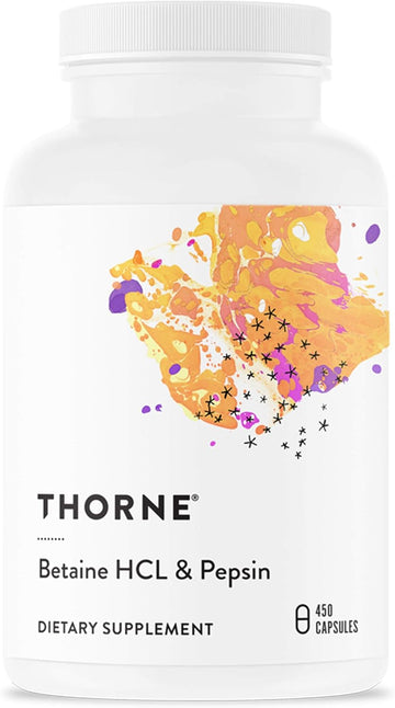 Thorne Betaine Hcl & Pepsin - Digestive Enzymes For Protein Breakdown And Absorption - 450 Capsules