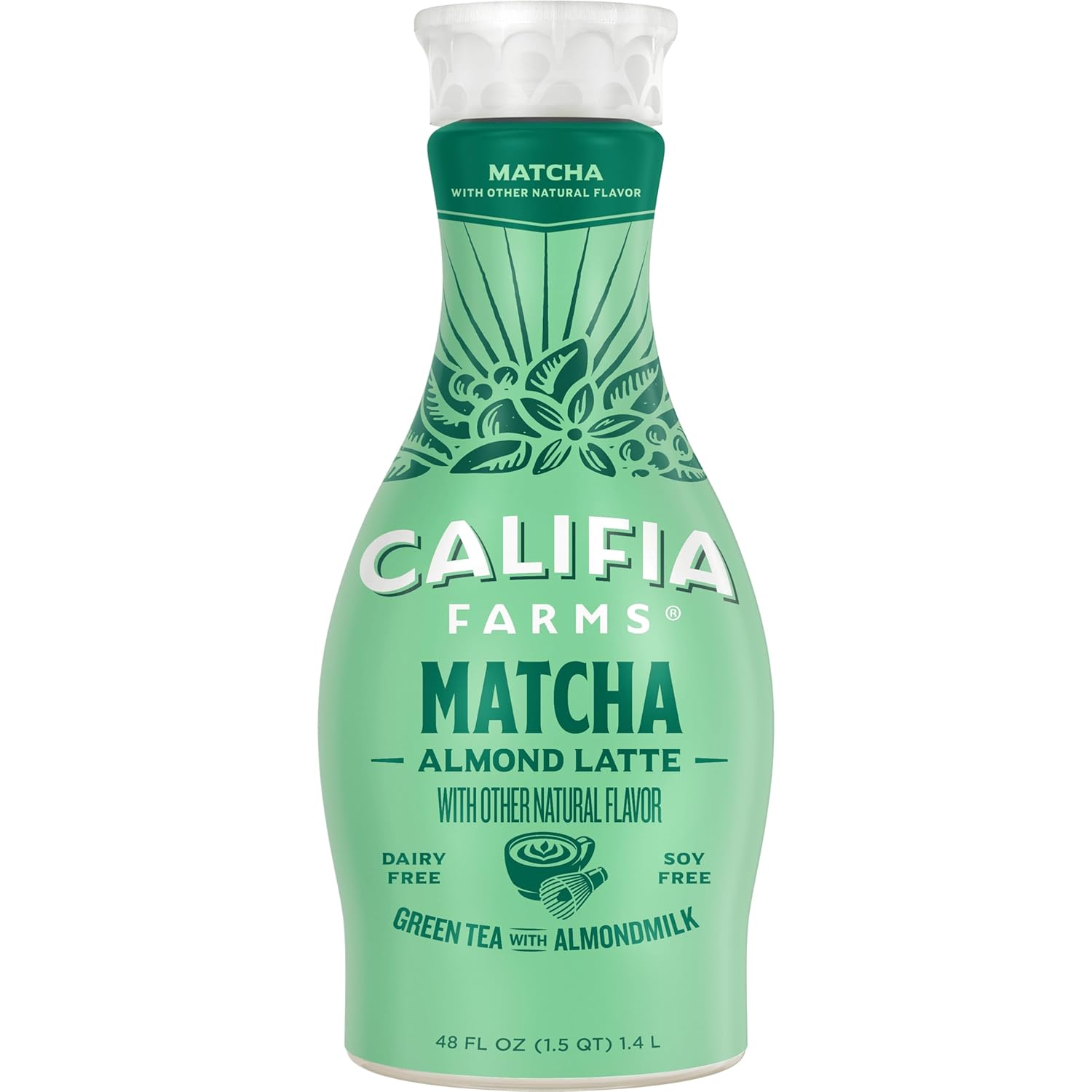 Califia Farms - Matcha Almond Latte, 48 Oz, Dairy Free, Almond Milk, Plant Based, Vegan, Gluten Free, Non Gmo, Green Tea