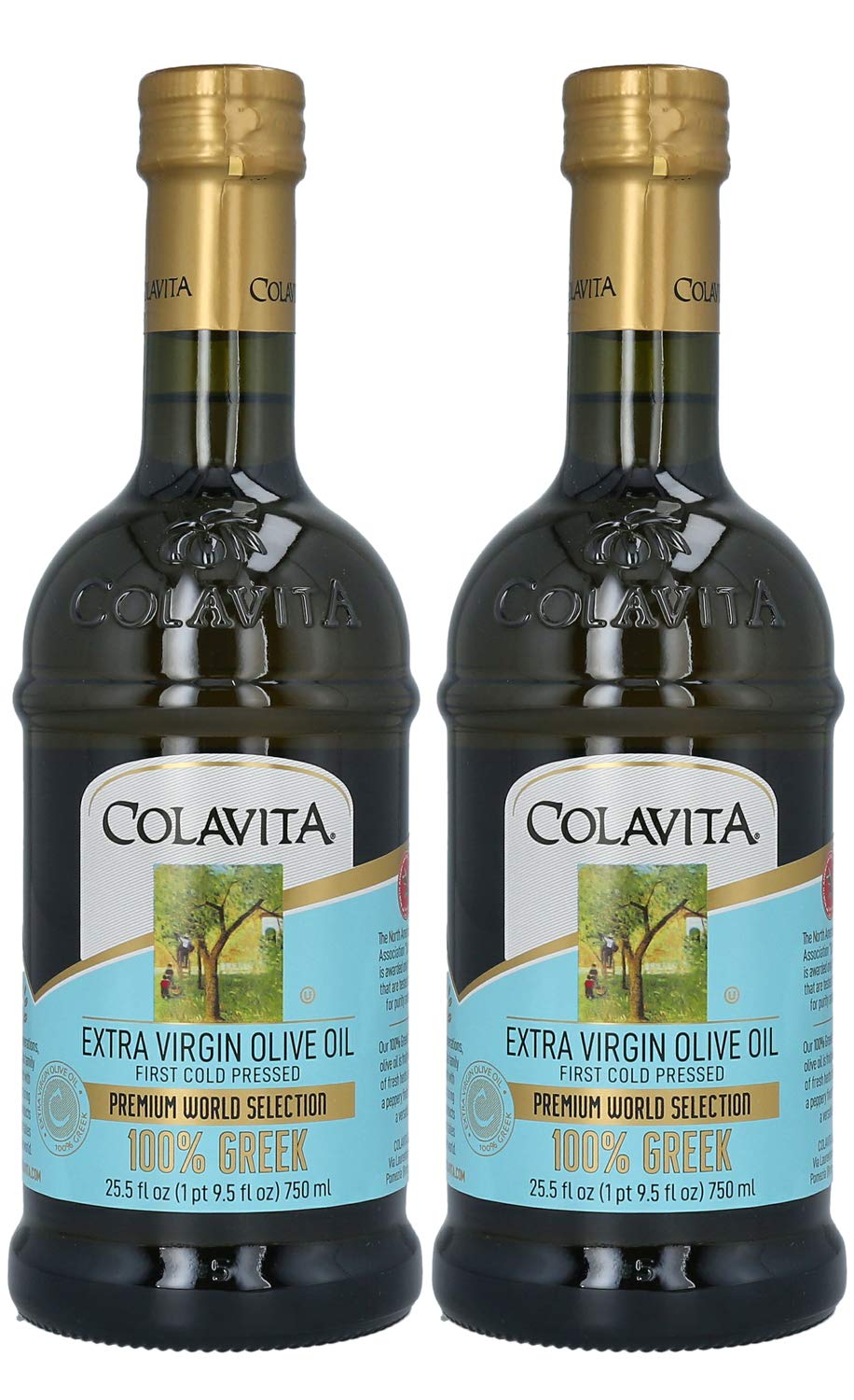 Colavita Greek Extra Virgin Olive Oil Pack of 2 Glass Bottle