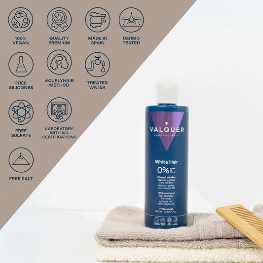 Valquer Profesional Shampoo For White And Grey Hair% No Salt, Sulphates, Parabens And Silicones - 400 Ml