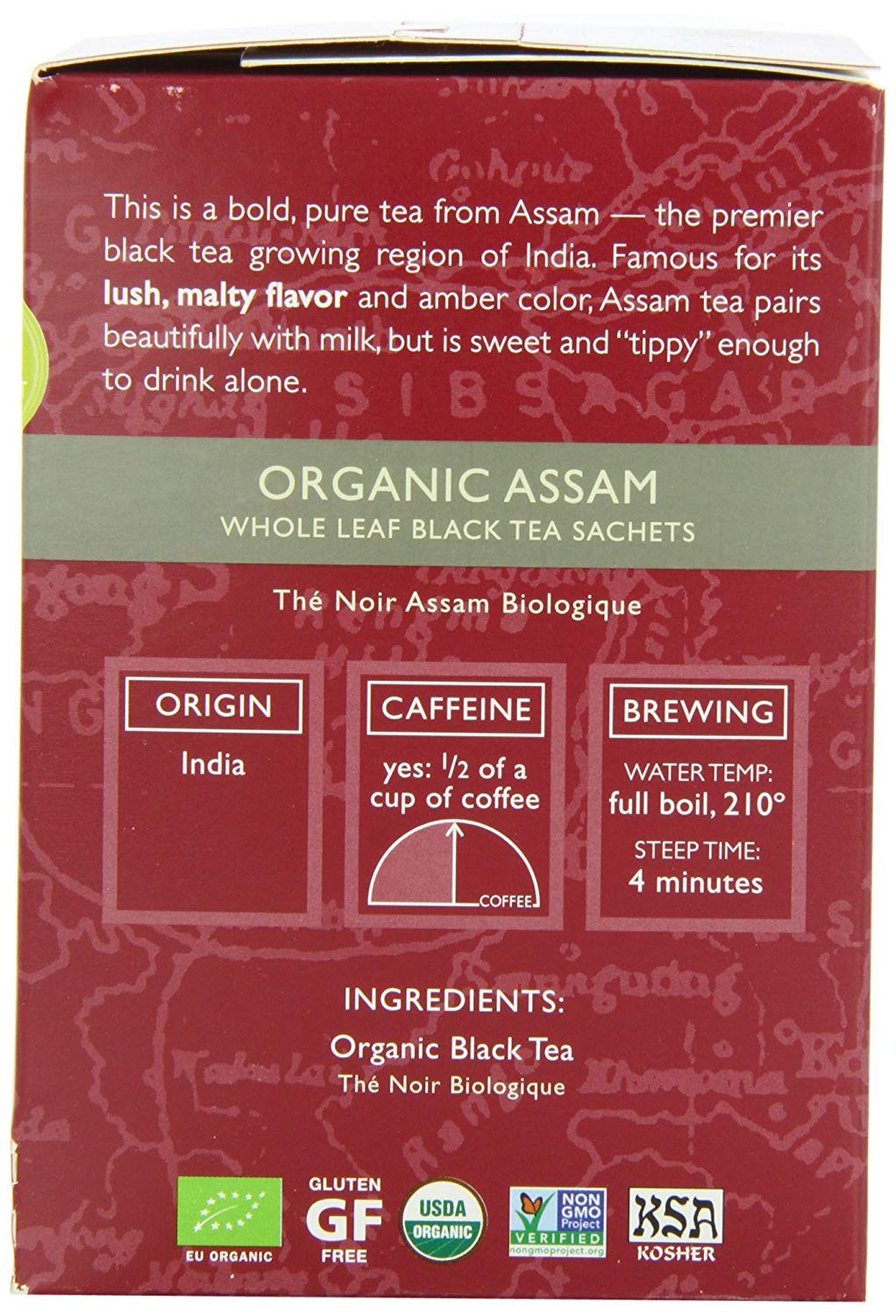 Two Leaves And A Bud Organic Assam Black Tea Bags, Whole Leaf Caffeinated Black Tea In Compostable Sachets, Delicious Plain Or With Milk, 15 Count (Pack Of 6)