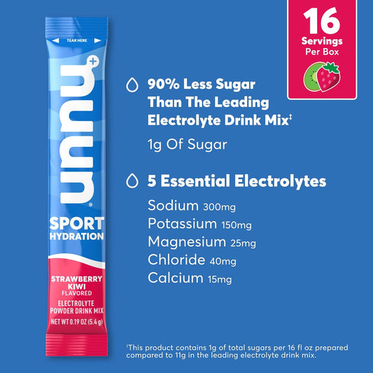 Nuun Sport Electrolyte Powder Packets - Strawberry Kiwi Flavor | 5 Ess