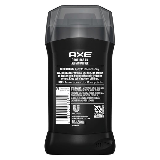 Axe Deodorant Stick For Men Cool Ocean For Long Lasting Odor Protection All Day Fresh Scent Men'S Deo, Aluminum Free 3 Oz