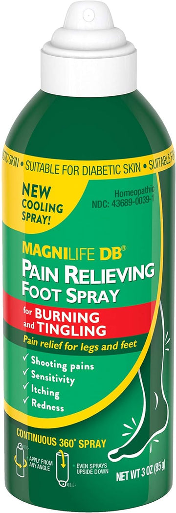 MagniLife DB Pain Relieving Foot Spray, Naturally Cooling Pain Relief to Soothe Burning and Tingling, Suitable for Diabetic Skin - 3oz