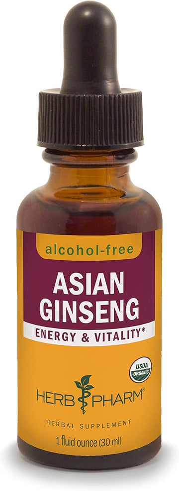 Herb Pharm Asian (Panax) Ginseng Liquid Glycerite for Energy and Stamina, Alcohol-Free Glycerite, 1 Oz