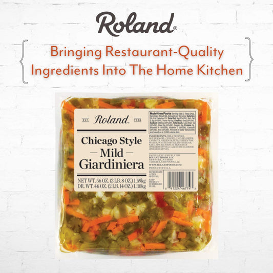 Roland Foods Chicago Style Mild Giardiniera, Italian Pepper Relish, Sourced in the USA, 56-Ounce Pouch