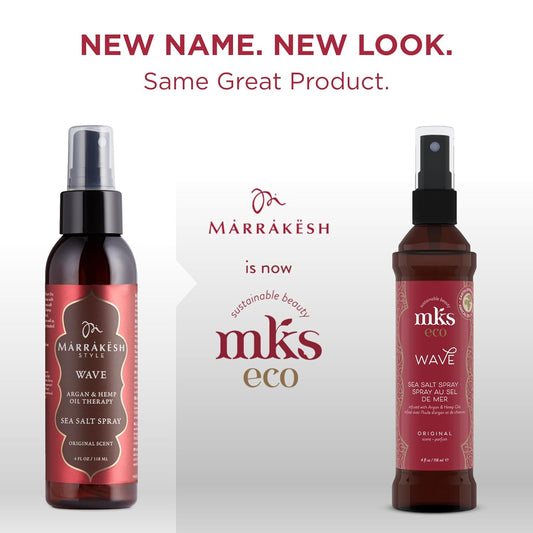 Mks Eco Wave, Original Scent - 4 Fl Oz - Texturizing Sea Salt Spray - For Perfect Beachy Waves - Moroccan Argan Oil, Hemp Seed Oil - Vegan & Cruelty Free