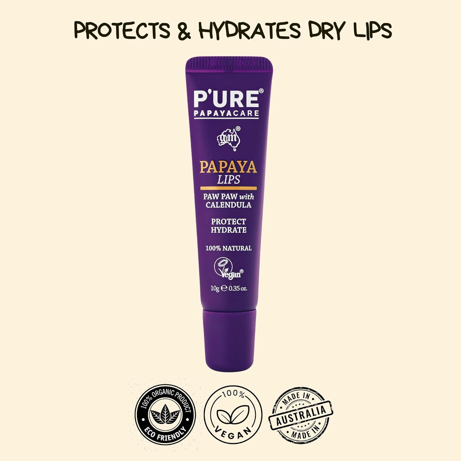 Paw Paw Lip Balm - P'Ure Papaya Care Organic Hydrating Lip Balm Best Dry Lip Treatment