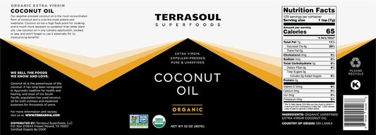 Terrasoul Superfoods Extra Virgin Organic Coconut Oil, 2 Pounds (Glass Jar)