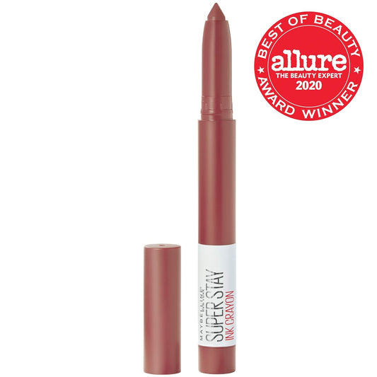 Maybelline Super Stay Ink Crayon Lipstick Makeup, Precision Tip Matte Lip Crayon With Built-In Sharpener, Longwear Up To 8Hrs, Enjoy The View, Red Brown, 1 Count