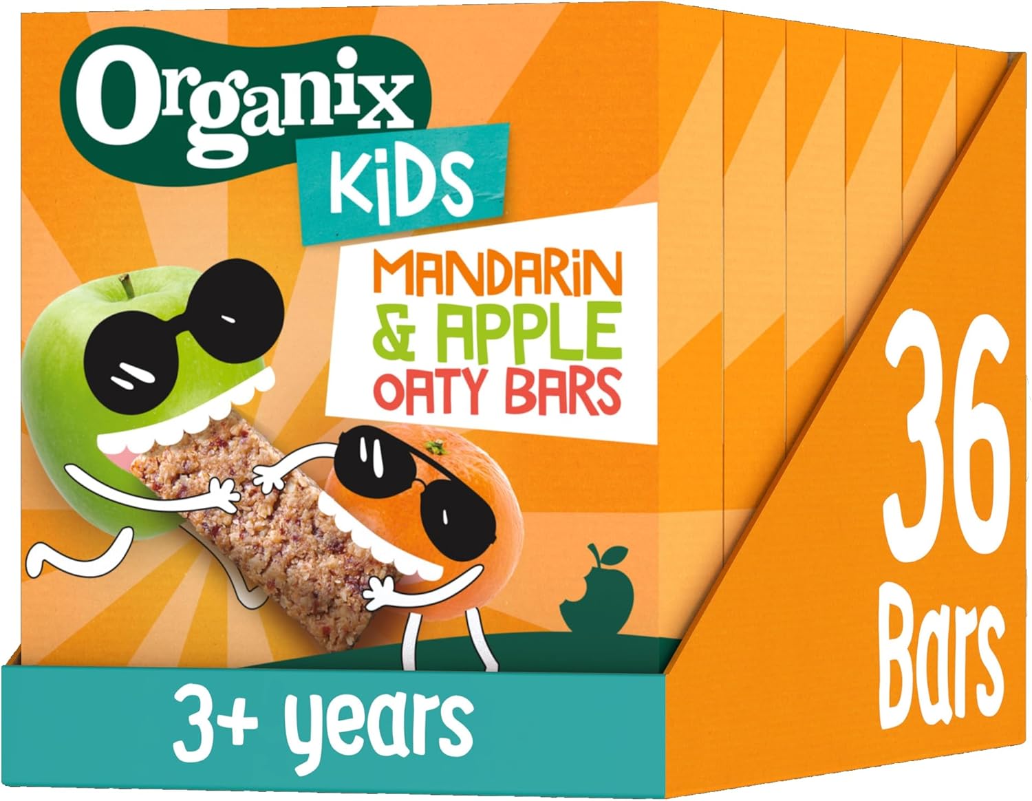 Organix Kids Marvellous Mandarin & Apple Oaty Bars 3+ Years, 6 X 23 G Bars Per Box (6 Boxes Total)