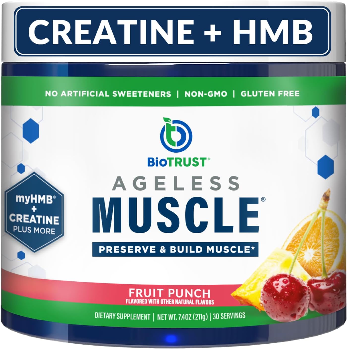 Biotrust Ageless Muscle Builder - Creatine Hmb Powder With Vitamin D3 & Betaine - Build & Preserve Naturally Declining Muscle Mass & Strength - Citrus Splash, 30 Servings