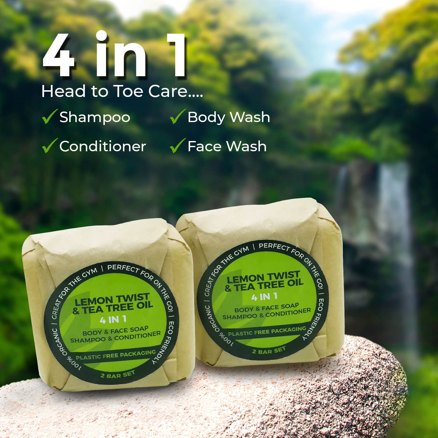 IndulgeMe Solid Shampoo & Conditioner bar- Eco Friendly Hair Care, Tea Tree, Argan Oil, All Natural and Organic, Zero Waste, 3 In 1 Shampoo Conditioner Body Wash, 2 Bars : Beauty & Personal Care