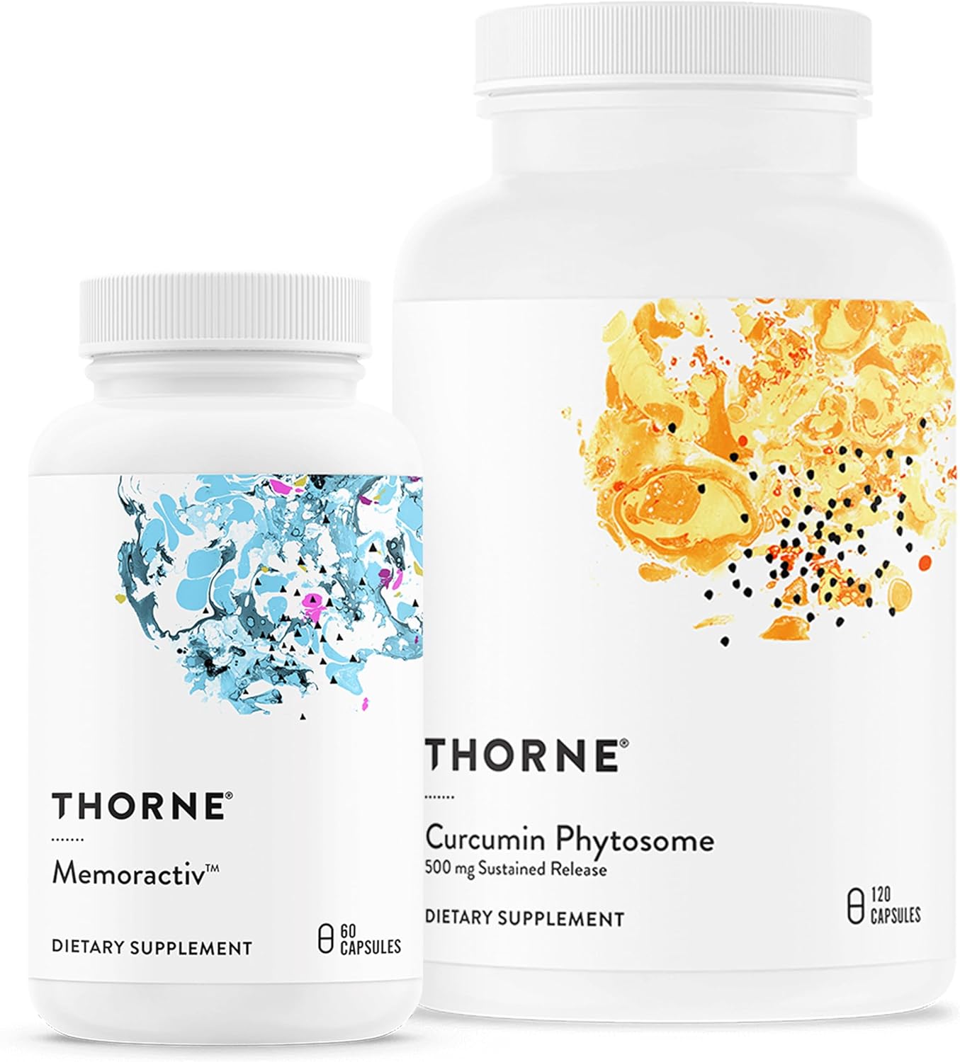 Thorne Curcumin Phytosome Sustained Release (120 Capsules) & Memoractiv (60 Capsules) Bundle - Supports Joint Health, Muscle Health & Healthy Aging - Dairy Free, Soy Free, Gluten Free