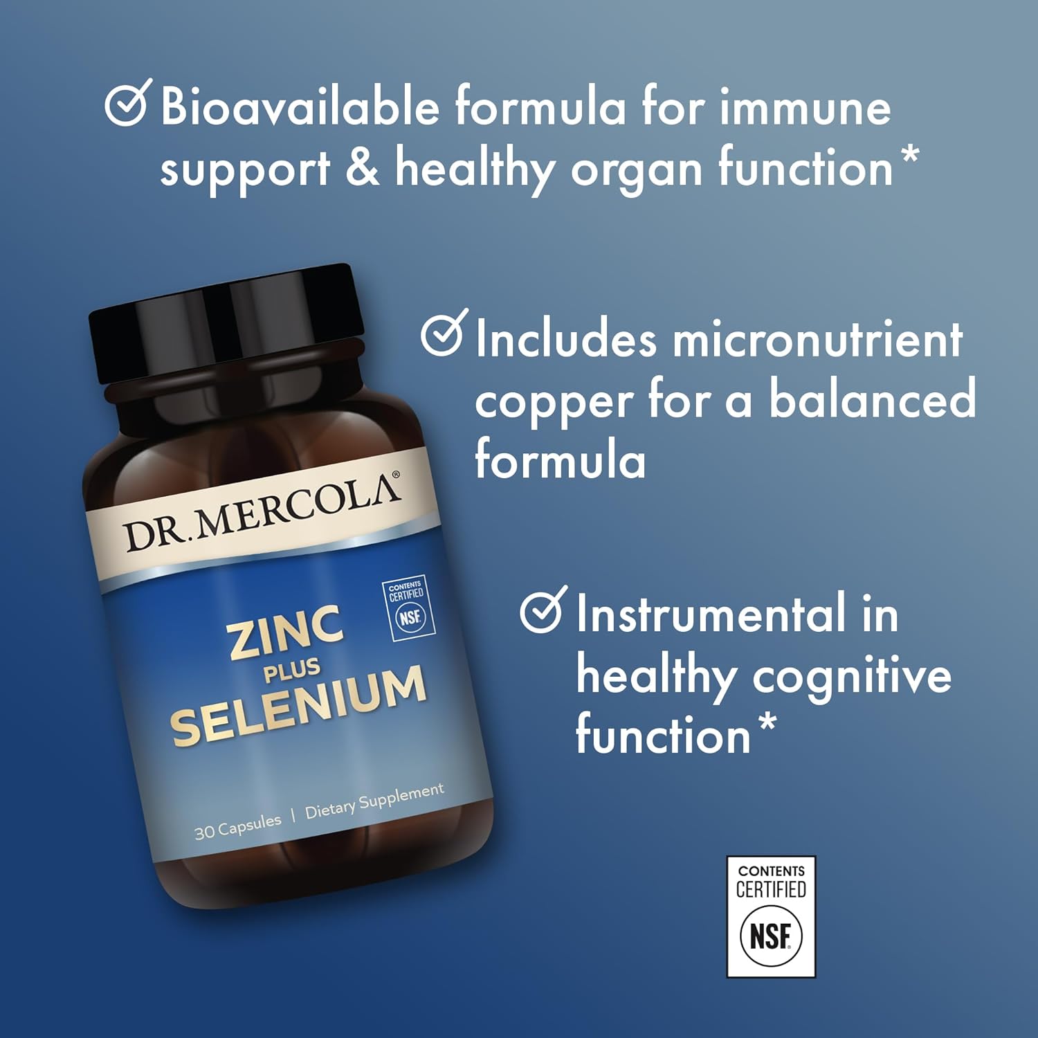 Dr. Mercola Zinc Plus Selenium, 30 Servings (30 Capsules), Dietary Sup