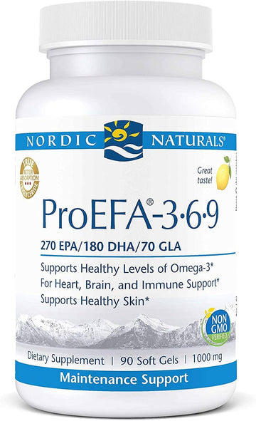 Nordic Naturals ProEFA 3-6-9, Lemon Flavor - 90 Soft Gels - 565 mg Omega-3 - EPA & DHA with Added GLA - Healthy Skin & Joints, Cognition, Positive Mood - Non-GMO - 45 Servings