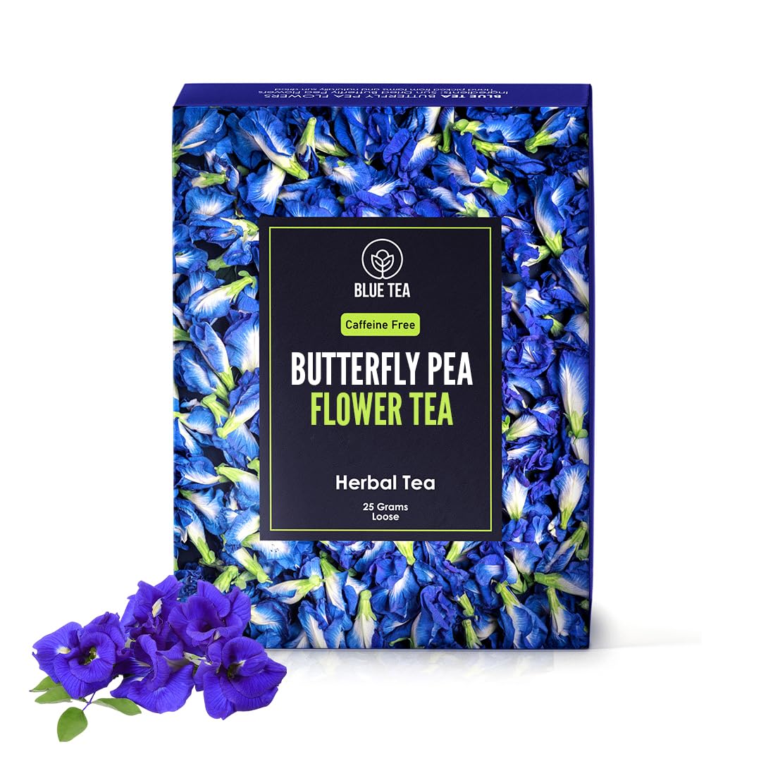 Blue Tea - Butterfly Pea Flower Tea - Loose - 0.89 Oz (25 Cups) | Super Anti-Oxidant - Chemical Free | Flower Based - Herbal Tea - Caffeine Free - Farm Fresh - 100% Natural - Vegan | Zipper Pack