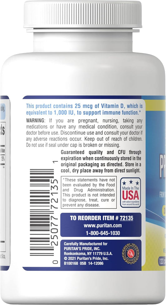 Puritan'S Pride Probiotic 10 With Vitamin D To Support Immune Function* Capsule 120 Count