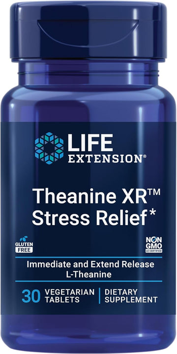 Life Extension Theanine Xr Stress Relief  Stay Calm In The Face Of Daytime Stress  Gluten-Free  Non-Gmo  Vegetarian  30 Vegetarian Tablets