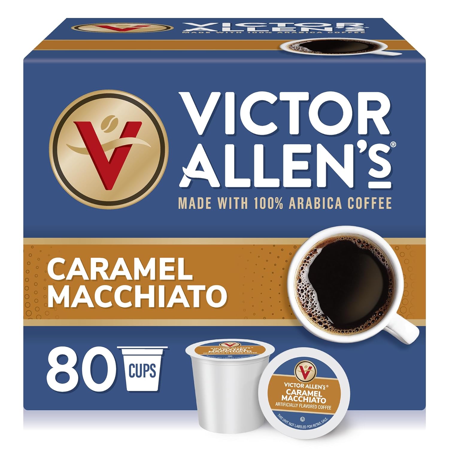 Victor Allen'S Coffee Caramel Macchiato Flavored, 80 Count, Medium Roast, Single Serve Coffee Pods For Keurig K-Cup Brewers