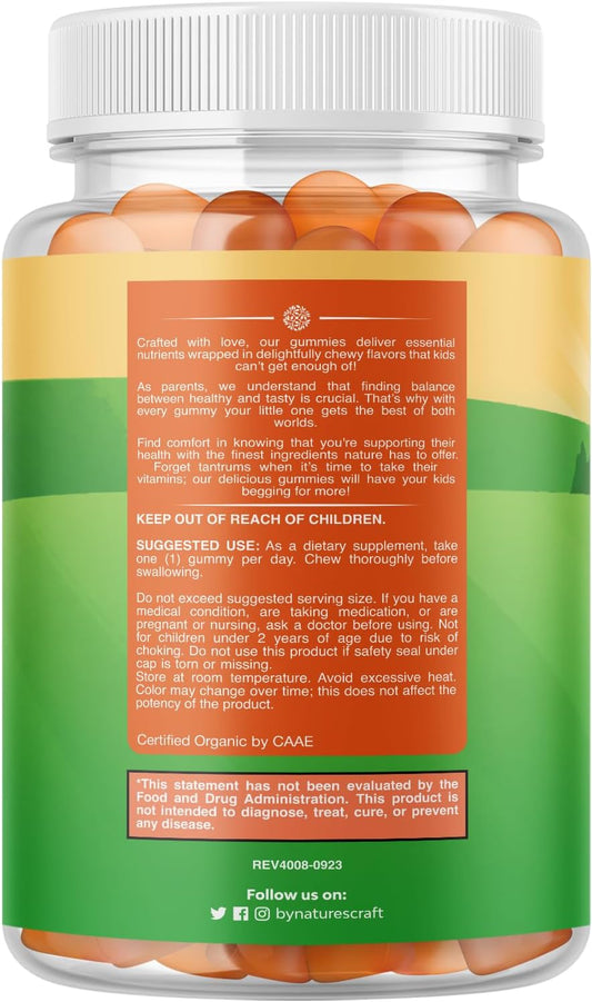 Organic Kids Immune Support Gummies - Vegan Organic Vitamin D Gummies For Kids With Vitamin C And Zinc For Kids Immunity - D3 Zinc And Vitamin C Gummies For Kids - Gluten Free & Non Gmo (120 Servings)