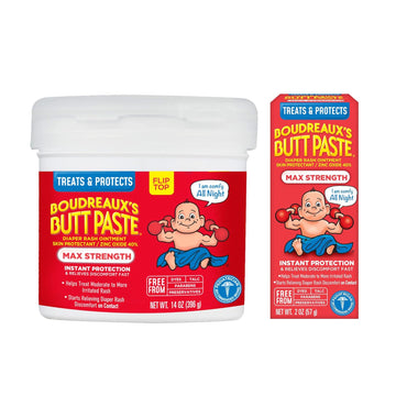 Boudreaux'S Butt Paste Diaper Rash Ointment | Maximum Strength | 14 Ounce And 2 Ounce, Combo 1